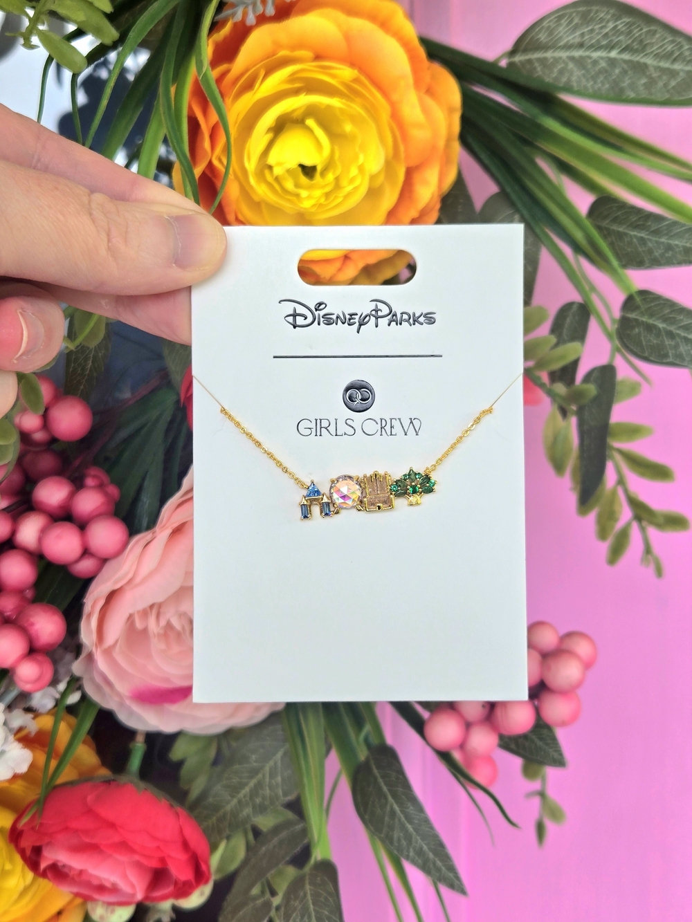 Disney Gold Necklace with Multicolor Charm Accents